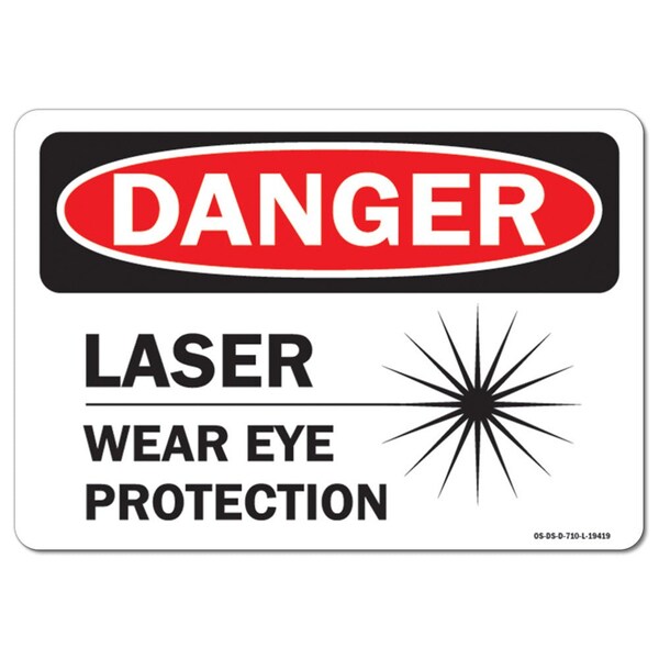 Signmission OSHA Danger Decal, Laser Wear Eye Protection, 18in X 12in Decal, 12" H, 18" W, Landscape OS-DS-D-1218-L-19419 - main